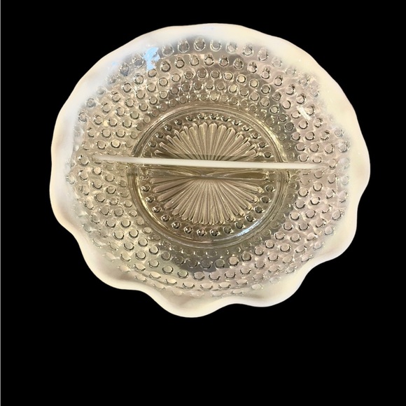 Vintage Anchor Hocking Moonstone Hobnail
Glass Opalescent Divided Candy Nut Dish - Picture 6 of 12